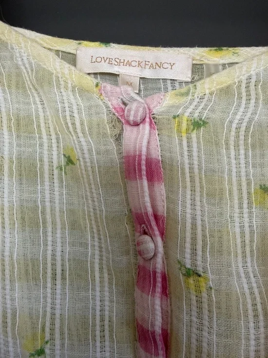 LoveShackFancy Pastel Gingham Ruffle Mini Dress in Pink Blue Yellow Peach - Picture 3 of 3